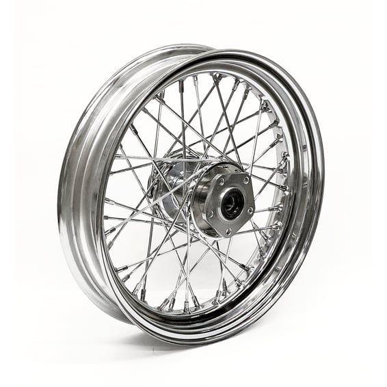 3.00 x 16 front wheel 40 spokes chrome