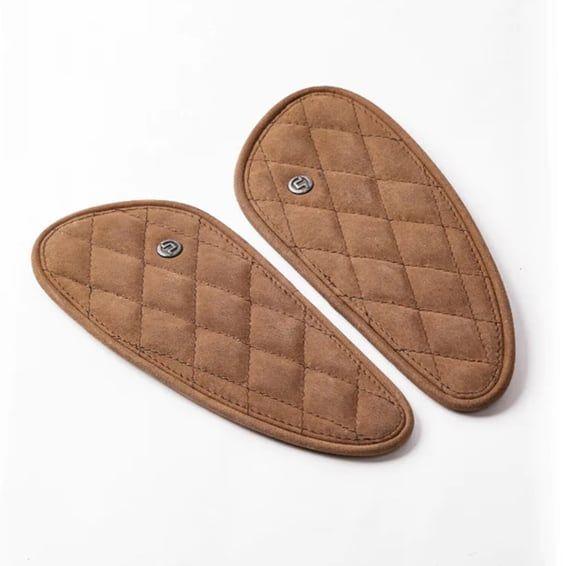 Trip Machine, Diamond leather gas tank pad set. Tobacco