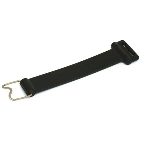 Battery hold down strap. Rear, rubber