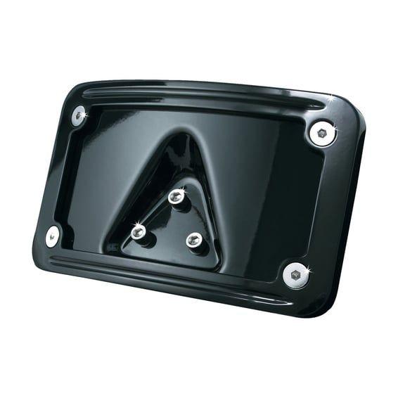 Curved laydown license plate frame. Black