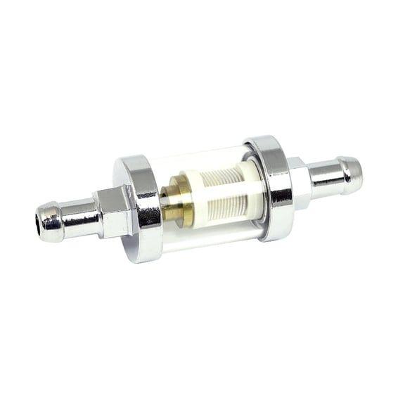 Clear-view fuel filter, 3/8" ID. Chrome