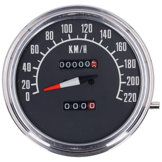 FL speedometer, '74-84 face', black. 2:1 kmh