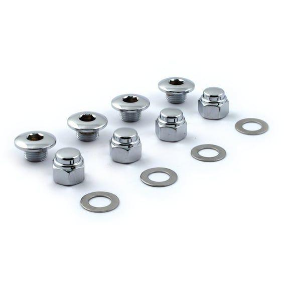Rocker shaft plug & nut kit. buttonhead. Chrome
