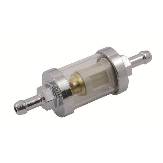 Clear-view fuel filter, 1/4" ID. Chrome