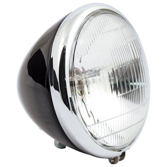 6-1/2" springer headlamp assembly. 12v. Black/chrome