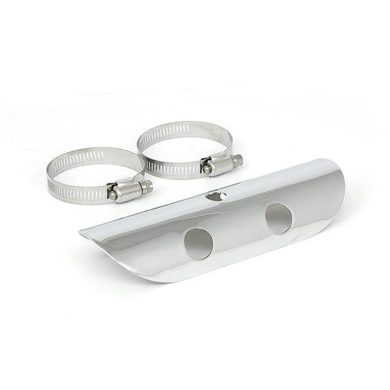 Universal bullet hole heat shield 7" long chrome