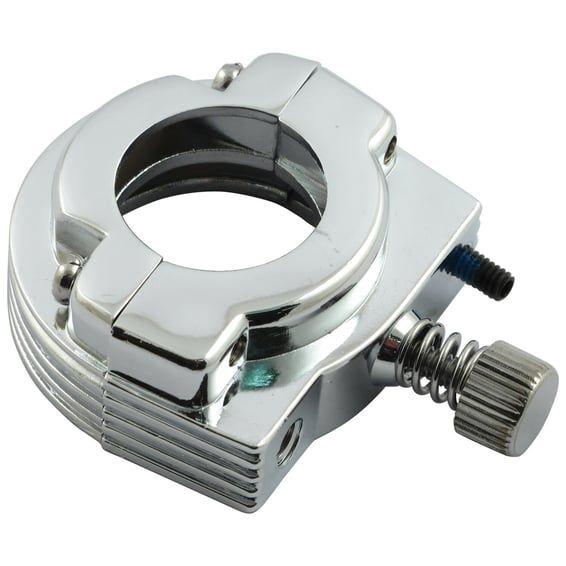 Throttle clamp set, single cable. Chrome