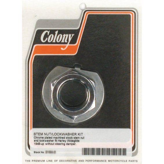 Fork stem nut & lock washer kit. Chrome