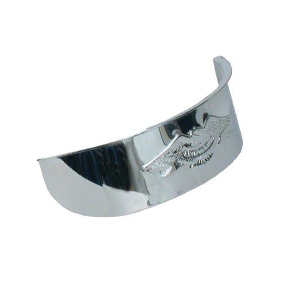 Embossed eagle headlamp visor. 5-3/4". Chrome