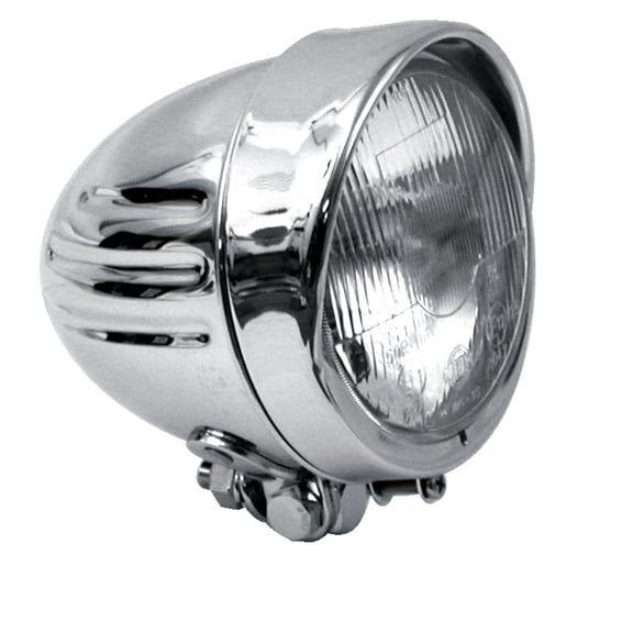 Bullet 4-1/2" duplo headlamp. Ribbed. visor. Chrome