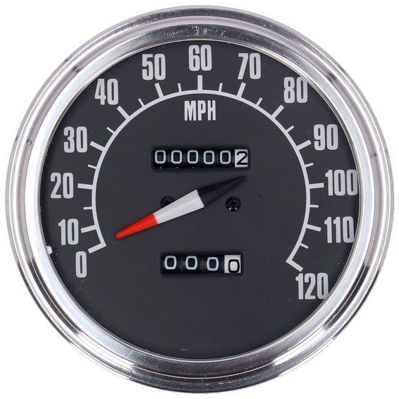 FL speedometer, '74-84 face', black. 2.21:1 mph