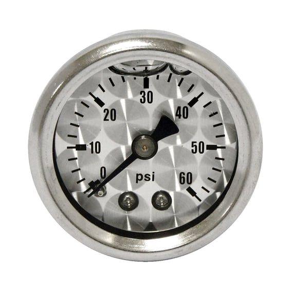 Oil pressure gauge, 'Engine-Turned' face. 0-60 PSI