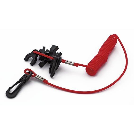 Clip-on lanyard cord, for emergency ignition kill switch