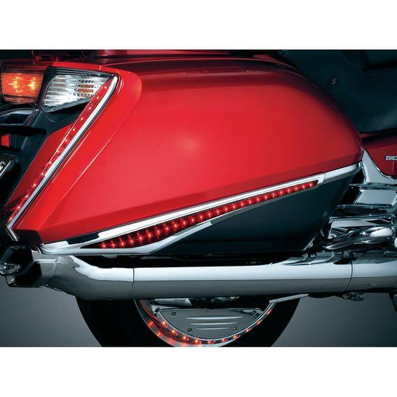 Saddlebag accent swoops chrome
