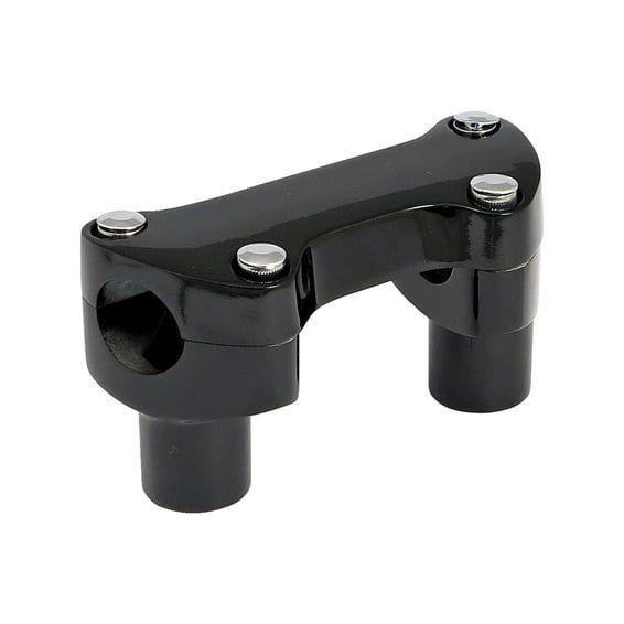 2" rise handlebar riser set + top clamp with lip. Black