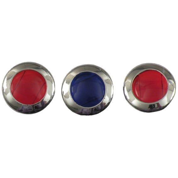Replacement lens set, for 3-light (62-67) dash. Red & Blue