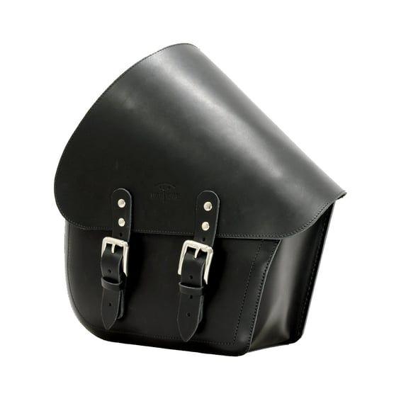 swingarm bag. Smooth, black leather. 11.6 liter