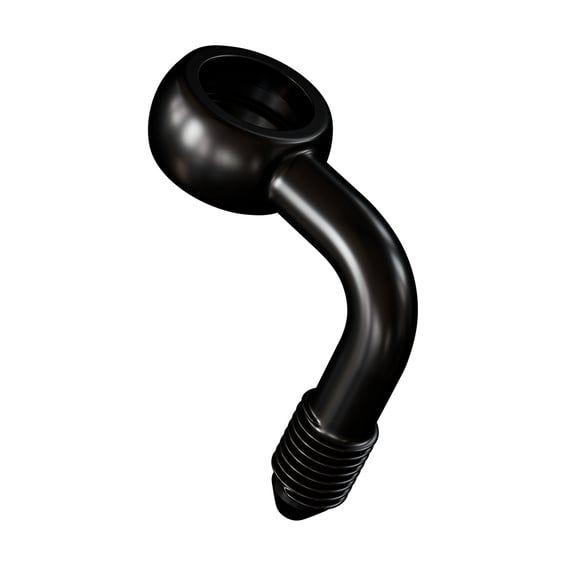 Slimline banjo fitting 3/8", 90 degrees. Black
