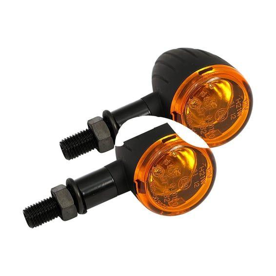Mini bullet, halogen turn signals. Black, grooved