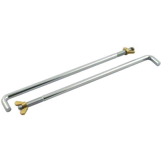 Battery hold down rod set, 6-volt. Chrome