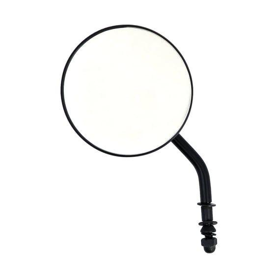 Steel 4" round mirror. Black, short stem