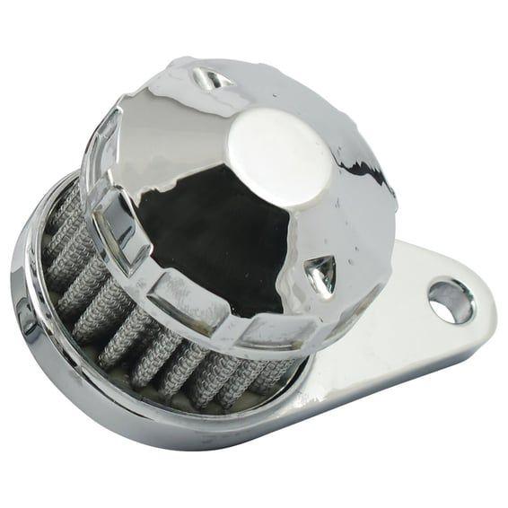 Crankcase breather filter, cone top. Chrome