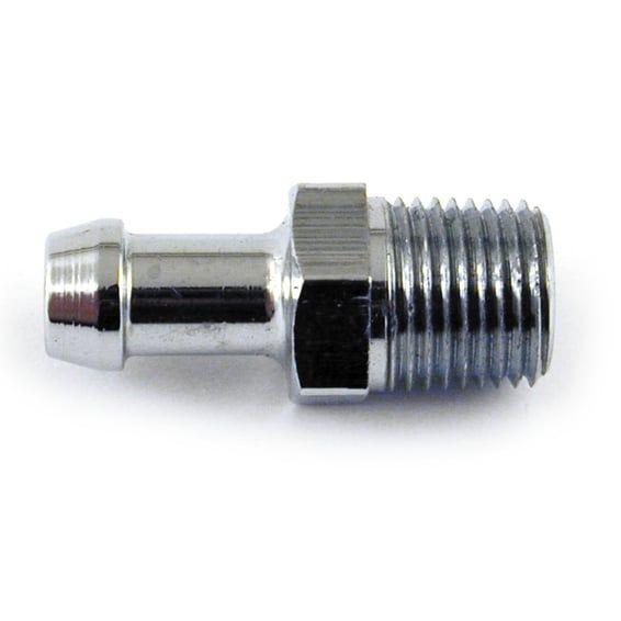 Oil line fitting, straight. 1/8 NPT to 3/16". Chrome