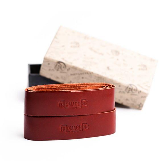 Trip Machine, leather handlebar grip wraps. Cherry red