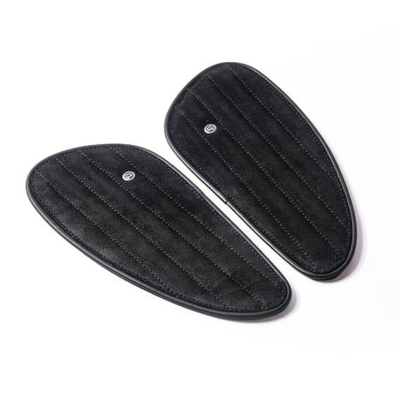 Trip Machine, Classic leather tank pad set. Black suede