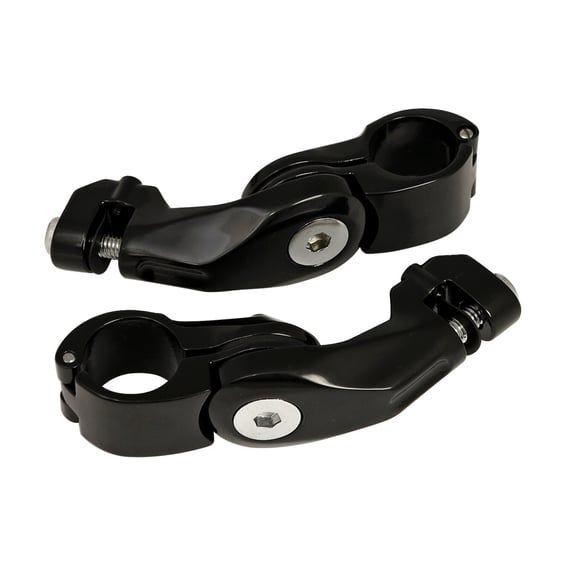 Engine guard, angled foot peg mount kit. long. Black
