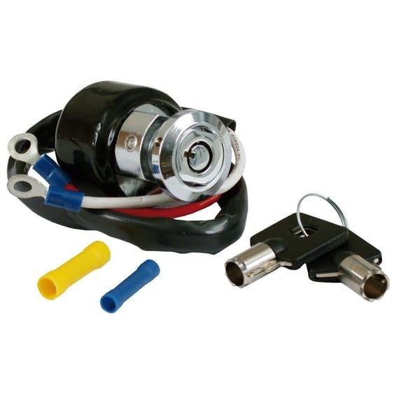 Dyna style ignition switch, round key, 2-wire. Chrome