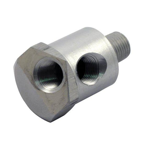 Dual oil pressure gauge adapter. Clear aluminum