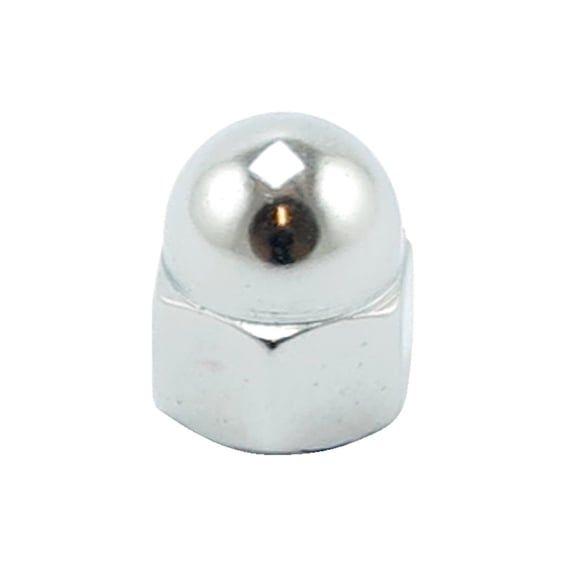 . M6 x 1.0 acorn nuts, chrome. Low Crown