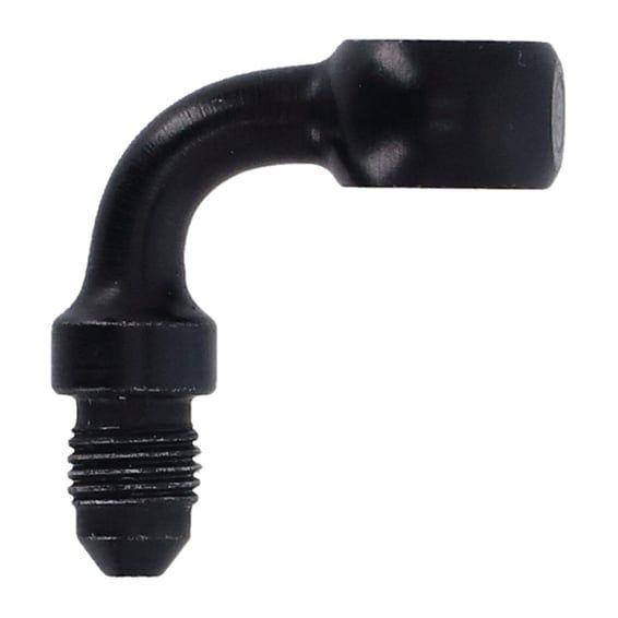 Banjo fitting black 7/16", 90 degrees, 11mm