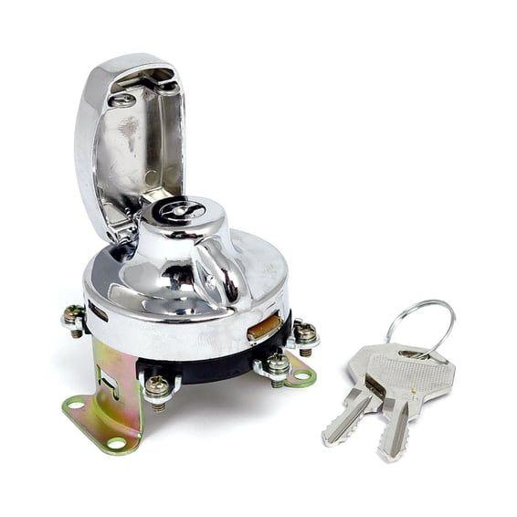 FL style ignition switch. 5-pole, flat key, chrome