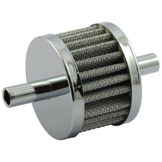 Dual inlet crankcase breather filter. Chrome
