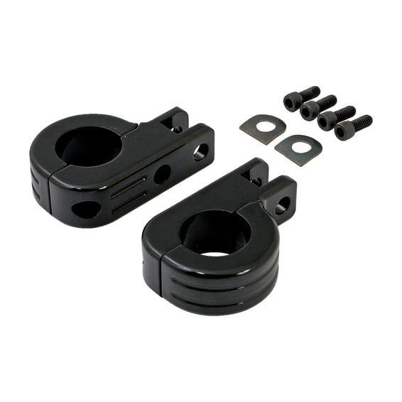 Engine guard foot peg mount kit. 1-1/4" (32mm) tubing. Black