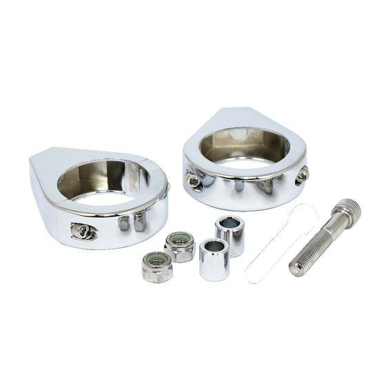 Smooth edge fork mount clamp kit. 41mm. Chrome