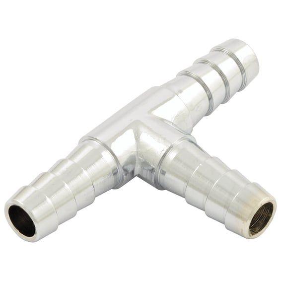 Oil hose tee 3-way. 3/8". Chrome