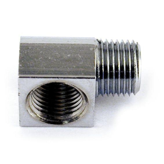 Oil fitting adapter, 90 degree. Chrome