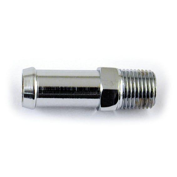 Oil line fitting, straight. Chrome