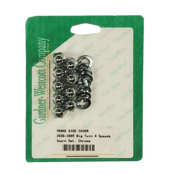 GW, transmission side cover screw kit. Chrome Acorn