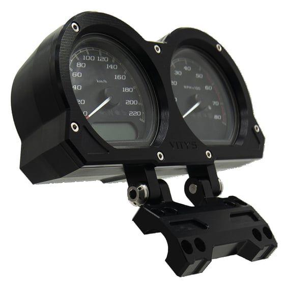 adjustable dual gauge holder. Black