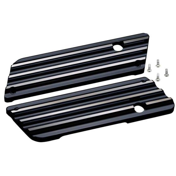 saddlebag latch cover set. Finned. Black