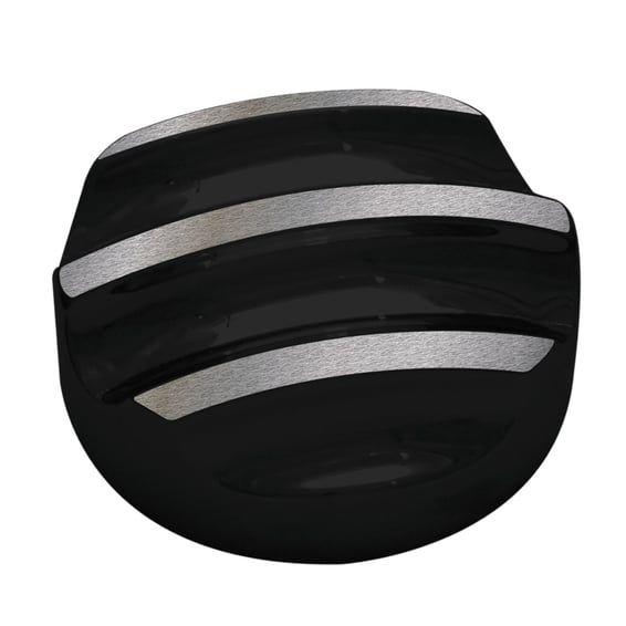 aluminum dipstick cover. Finned. Black
