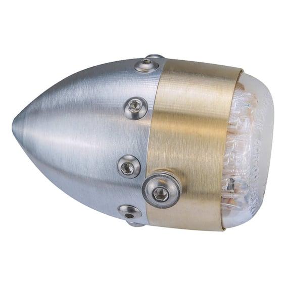 HKC, Retro LED taillight. Matte aluminum. Brass front ring