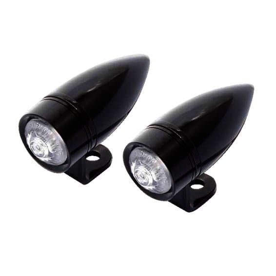 Mono bullet, LED turn signals. Clear lens. Chrome. bracket
