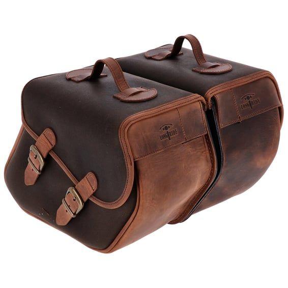 waxed cotton saddlebags. Khaki