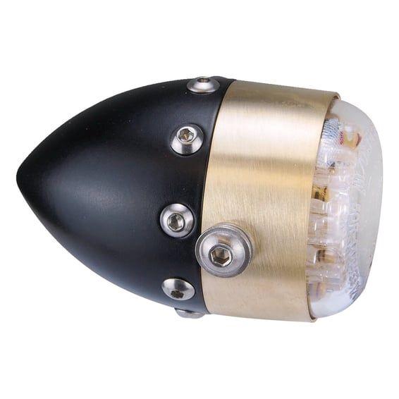 HKC, Retro LED taillight. Matte black. Brass front ring