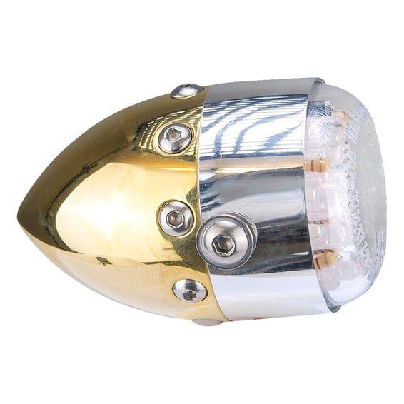 HKC, Retro LED taillight. Polished brass. Alu front ring